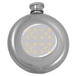 Syrface Flower Floral Gold White Space Star Round Hip Flask (5 oz) Front