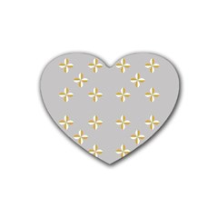 Syrface Flower Floral Gold White Space Star Rubber Coaster (heart) 