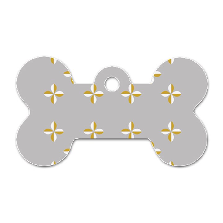 Syrface Flower Floral Gold White Space Star Dog Tag Bone (Two Sides)