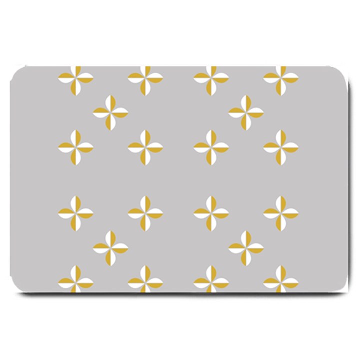 Syrface Flower Floral Gold White Space Star Large Doormat 