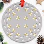 Syrface Flower Floral Gold White Space Star Ornament (Round Filigree) Front