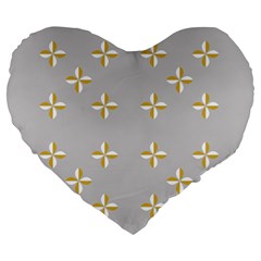 Syrface Flower Floral Gold White Space Star Large 19  Premium Heart Shape Cushions