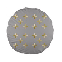 Syrface Flower Floral Gold White Space Star Standard 15  Premium Flano Round Cushions