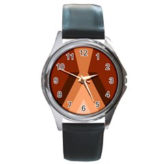 Volcano Lava Gender Magma Flags Line Brown Round Metal Watch by Mariart