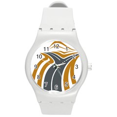 Transparent All Road Tours Bus Charter Street Round Plastic Sport Watch (m) by Mariart