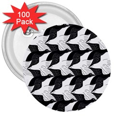 Swan Black Animals Fly 3  Buttons (100 Pack)  by Mariart