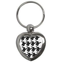 Swan Black Animals Fly Key Chains (heart)  by Mariart