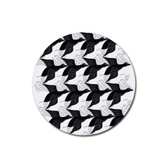 Swan Black Animals Fly Rubber Coaster (round) 