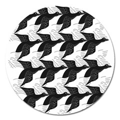 Swan Black Animals Fly Magnet 5  (round) by Mariart