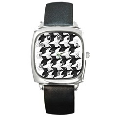 Swan Black Animals Fly Square Metal Watch by Mariart