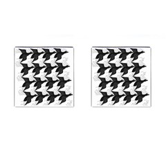 Swan Black Animals Fly Cufflinks (square) by Mariart