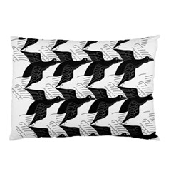 Swan Black Animals Fly Pillow Case by Mariart