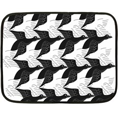 Swan Black Animals Fly Double Sided Fleece Blanket (mini)  by Mariart