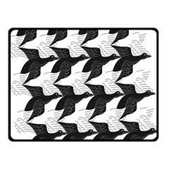 Swan Black Animals Fly Double Sided Fleece Blanket (small)  by Mariart