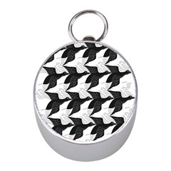 Swan Black Animals Fly Mini Silver Compasses