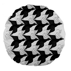 Swan Black Animals Fly Large 18  Premium Flano Round Cushions by Mariart