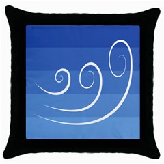 Ventigender Flags Wave Waves Chevron Leaf Blue White Throw Pillow Case (black) by Mariart