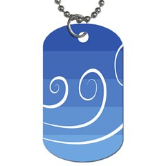 Ventigender Flags Wave Waves Chevron Leaf Blue White Dog Tag (one Side)