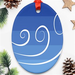 Ventigender Flags Wave Waves Chevron Leaf Blue White Oval Ornament (two Sides) by Mariart