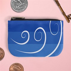 Ventigender Flags Wave Waves Chevron Leaf Blue White Mini Coin Purses by Mariart