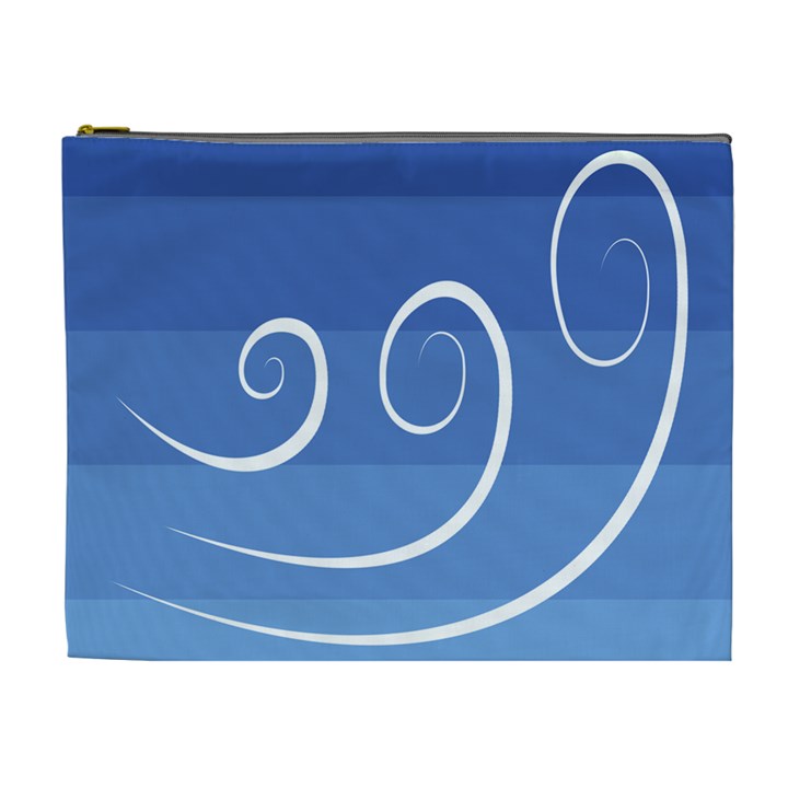 Ventigender Flags Wave Waves Chevron Leaf Blue White Cosmetic Bag (XL)