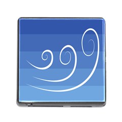 Ventigender Flags Wave Waves Chevron Leaf Blue White Memory Card Reader (square)