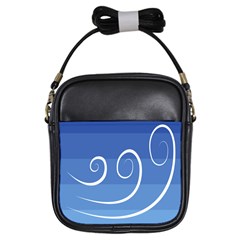 Ventigender Flags Wave Waves Chevron Leaf Blue White Girls Sling Bags by Mariart