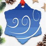 Ventigender Flags Wave Waves Chevron Leaf Blue White Ornament (Snowflake) Front