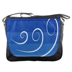 Ventigender Flags Wave Waves Chevron Leaf Blue White Messenger Bags by Mariart