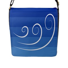 Ventigender Flags Wave Waves Chevron Leaf Blue White Flap Messenger Bag (l)  by Mariart