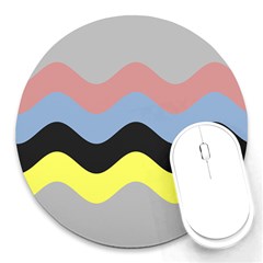 Wave Waves Chevron Sea Beach Rainbow Round Mousepads by Mariart