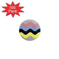 Wave Waves Chevron Sea Beach Rainbow 1  Mini Magnets (100 Pack) 