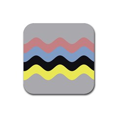 Wave Waves Chevron Sea Beach Rainbow Rubber Coaster (square)  by Mariart