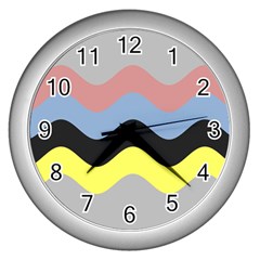 Wave Waves Chevron Sea Beach Rainbow Wall Clocks (silver) 