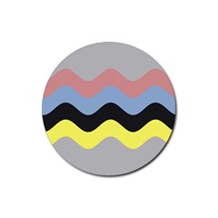 Wave Waves Chevron Sea Beach Rainbow Rubber Coaster (round)  by Mariart