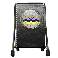 Wave Waves Chevron Sea Beach Rainbow Pen Holder Desk Clocks