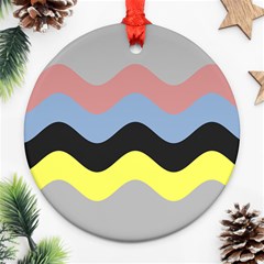 Wave Waves Chevron Sea Beach Rainbow Round Ornament (two Sides) by Mariart