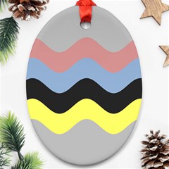 Wave Waves Chevron Sea Beach Rainbow Oval Ornament (two Sides)