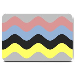 Wave Waves Chevron Sea Beach Rainbow Large Doormat  by Mariart