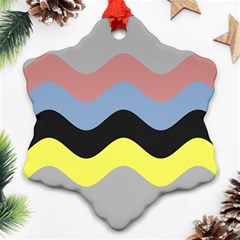 Wave Waves Chevron Sea Beach Rainbow Snowflake Ornament (two Sides)