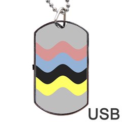 Wave Waves Chevron Sea Beach Rainbow Dog Tag Usb Flash (two Sides) by Mariart