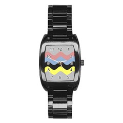 Wave Waves Chevron Sea Beach Rainbow Stainless Steel Barrel Watch