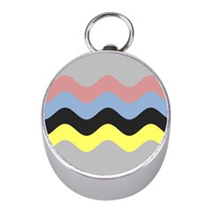 Wave Waves Chevron Sea Beach Rainbow Mini Silver Compasses