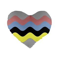 Wave Waves Chevron Sea Beach Rainbow Standard 16  Premium Flano Heart Shape Cushions by Mariart