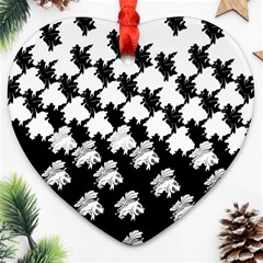 Transforming Escher Tessellations Full Page Dragon Black Animals Ornament (heart)