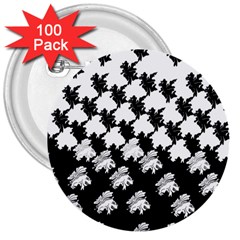 Transforming Escher Tessellations Full Page Dragon Black Animals 3  Buttons (100 Pack)  by Mariart