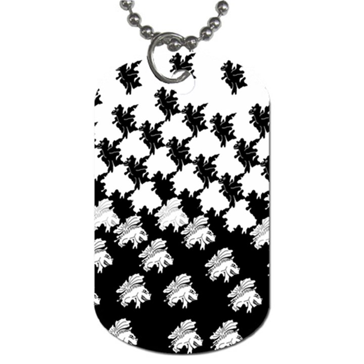 Transforming Escher Tessellations Full Page Dragon Black Animals Dog Tag (Two Sides)