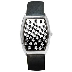 Transforming Escher Tessellations Full Page Dragon Black Animals Barrel Style Metal Watch by Mariart