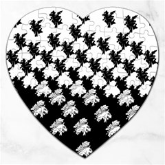 Transforming Escher Tessellations Full Page Dragon Black Animals Jigsaw Puzzle (heart) by Mariart