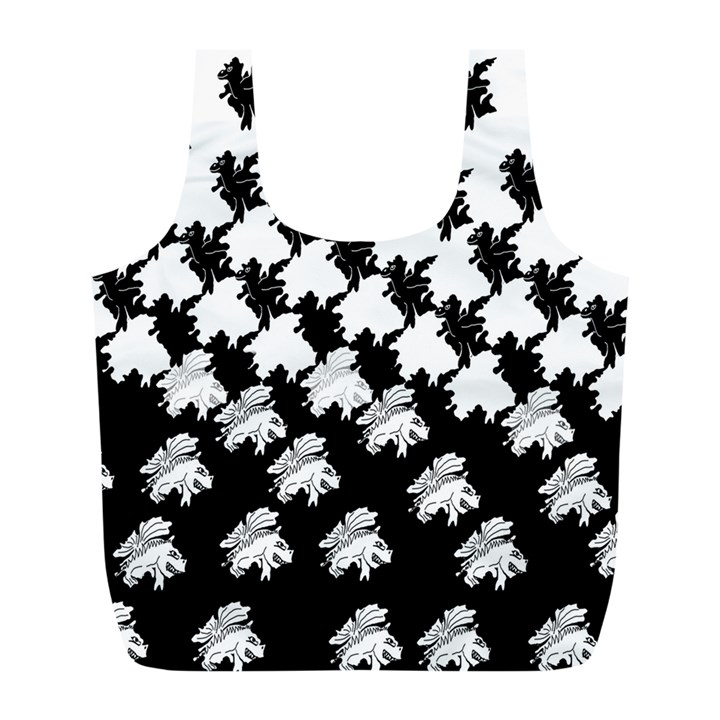 Transforming Escher Tessellations Full Page Dragon Black Animals Full Print Recycle Bags (L) 